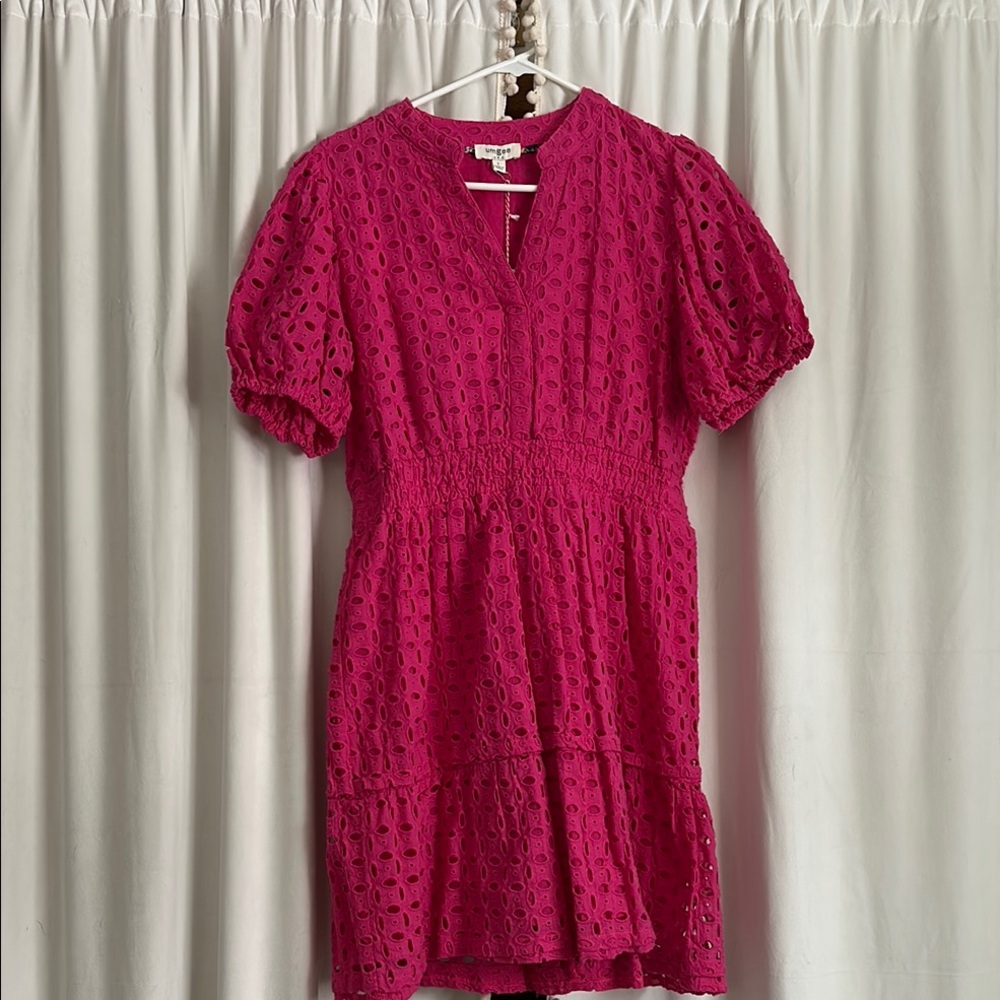 Elegant Pink Eyelet Dress
